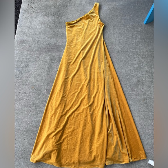 Polo Ralph Lauren gold yellow velvet one shoulder velvet dress midi cocktail NWT - Picture 11 of 11